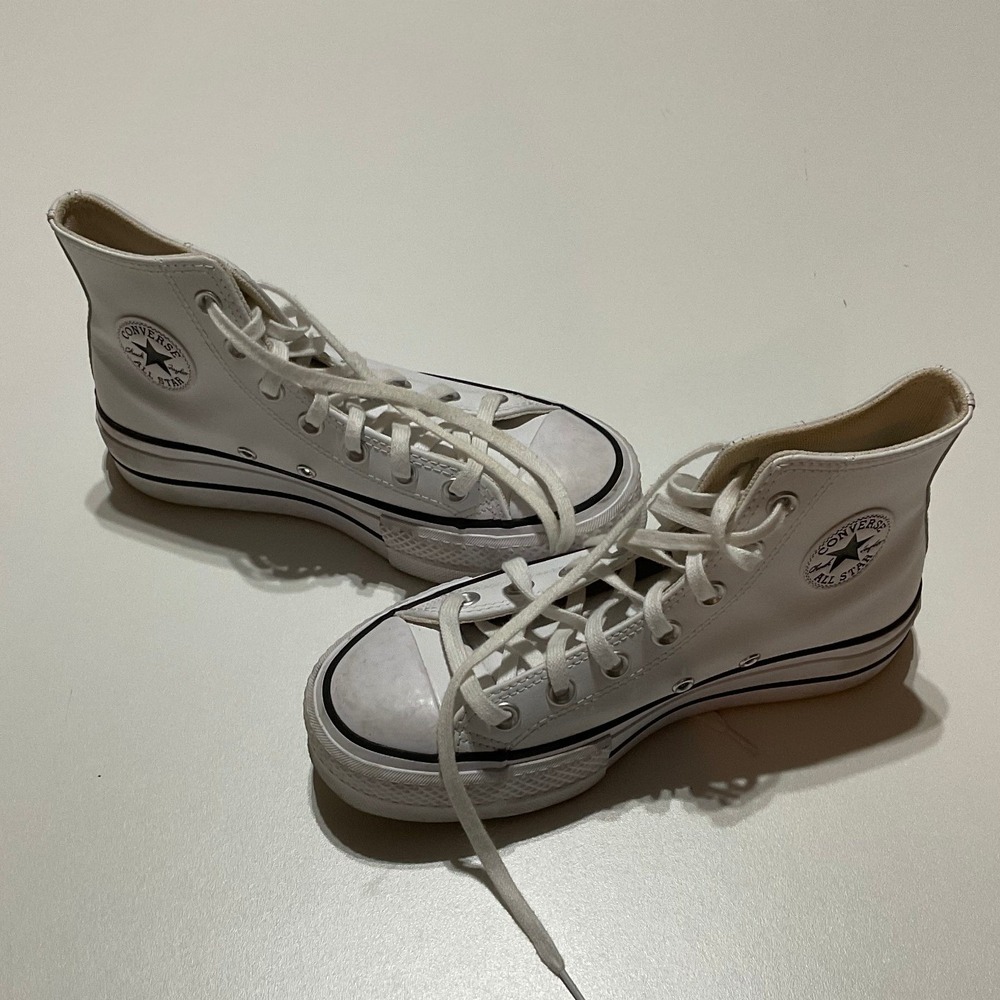 Converse Womens Chuck Taylor All Star Platform High Top White Leather Size 5.5